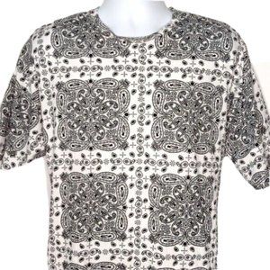 Converse Black White Paisley Bandana All Over Short Sleeve T-shirt Small